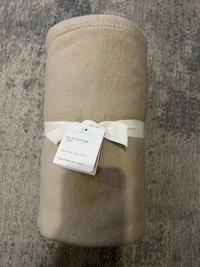 Pottery Barn Ivory Throw with Ribbon Tie